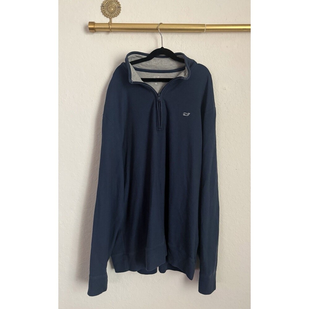 Vineyard Vines Men’s Solid Blue 1/4 Zip Mock Neck Pullover Sweater XL